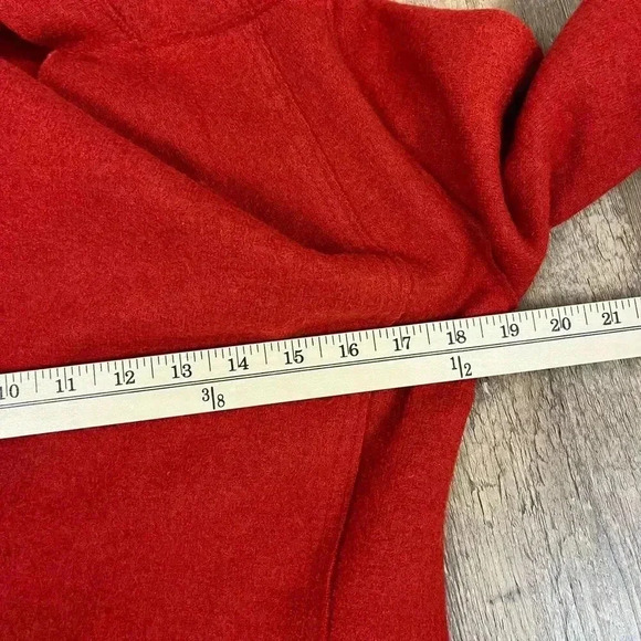 Eileen Fisher Wool Snap Cape Cardigan Jacket Red Orange Lagenlook Leather - Picture 10 of 12